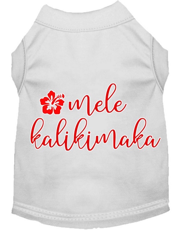 Mele Kalikimaka Screen Print Dog Shirt White Med